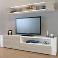TV60 TV Console – White and Wooden, 160 x 40 x 40 cm