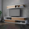 TV64 TV Stand – White and Brown, 160 x 40 x 40 cm