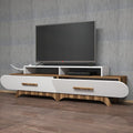 TV76 TV Console – White and Wooden, 180 x 40 x 40 cm