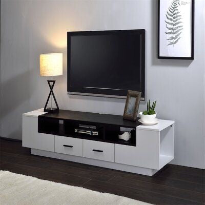 TV99 TV Unit – White and Black, 160 x 40 x 40 cm